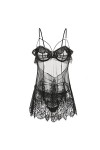 Nightdress Chemise De Nuit Femmes Sexy Français Sexy Pyjamas DÉté Dentelle Volants Petite Poitrine Perspective Sling Dormir 