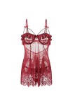 Nightdress Chemise De Nuit Femmes Sexy Français Sexy Pyjamas DÉté Dentelle Volants Petite Poitrine Perspective Sling Dormir 