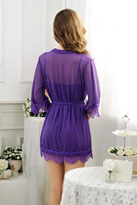 MXXHFC Lingerie 3 Pcs Sexy Lingerie Robe Robe Femmes Lingerie Sexy Hot Nightwear Sex Costumes Peignoir Robe de Chambre Chemis