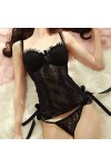 Ensembles de Lingerie pour Femmes, Lingerie Sexy, Dentelle Sexy, Collants Transparents Noirs et Bas Taille Unique Noir Tai