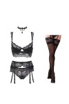 Ensembles de Lingerie pour Femme Costumes pour Femme Ensemble de Lingerie de Noël Sexy en Dentelle pour Femme Noir 36A Rou