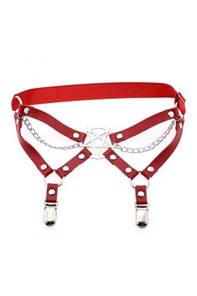 GOOFFY WXYNHHD personnalité tempérament Sexy étoile à Cinq Branches en Cuir Cuisse Anneau scène Performance chaîne élastique 