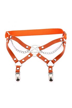 GOOFFY WXYNHHD personnalité tempérament Sexy étoile à Cinq Branches en Cuir Cuisse Anneau scène Performance chaîne élastique 