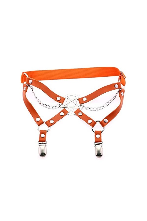 GOOFFY WXYNHHD personnalité tempérament Sexy étoile à Cinq Branches en Cuir Cuisse Anneau scène Performance chaîne élastique 