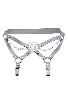 HEIMP WXYNHHD personnalité tempérament Sexy étoile à Cinq Branches en Cuir Cuisse Anneau scène Performance chaîne élastique j