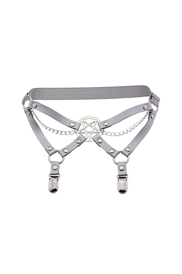 HEIMP WXYNHHD personnalité tempérament Sexy étoile à Cinq Branches en Cuir Cuisse Anneau scène Performance chaîne élastique j