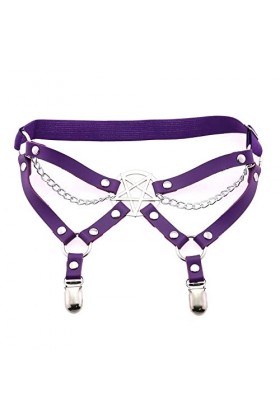 HEIMP WXYNHHD personnalité tempérament Sexy étoile à Cinq Branches en Cuir Cuisse Anneau scène Performance chaîne élastique j