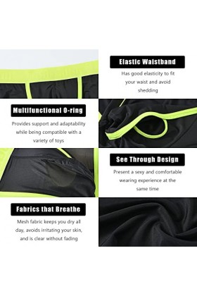 BIATWOWR Boxer pour homme à large bande en micro maille transparente sous-vêtements sexy ouvert sur le devant grande poche tr