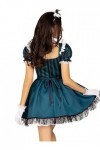 Leg Avenue 4 PC Victorian Maid, includes striped dress with jewel accent and built in petticoat, lace trimmed apron, collar, 