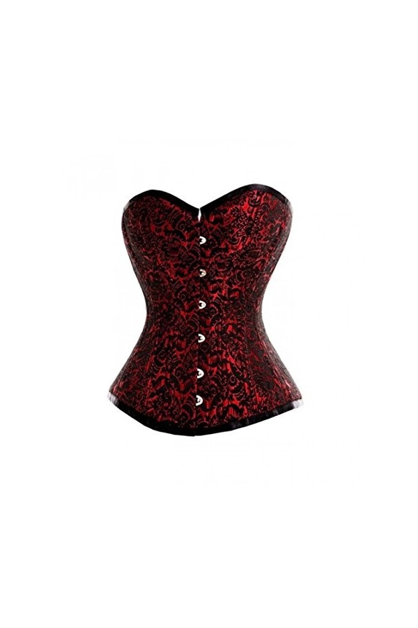 Corset basque en brocart rouge et noir pour Halloween, rouge/noir, 22/23W