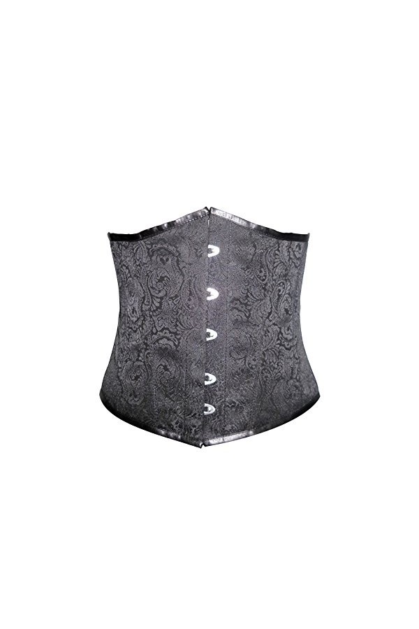 Bustier bustier gothique burlesque en brocart noir pour Halloween, Noir , 36-37W