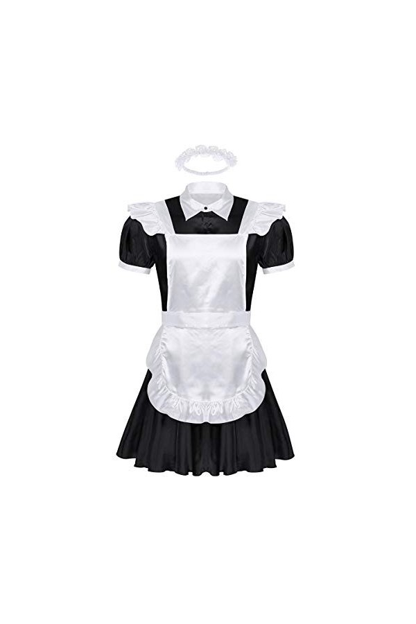 YINGJUN-DRESS Costumes de Fantaisie pour Hommes Maids Hommes Cosplay Uniforme Outfit français Tablier Serviteur Pucelle Mini 