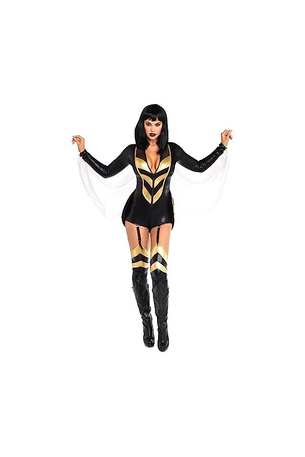 Leg Avenue Hornet Wasp Honey Panamas, Noir Black, Gold , Taille Fabricant: SmallUk 6-8 Femme