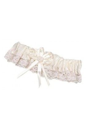 Victoria Lynn Jarretière en Satin et Dentelle avec cœur Crème