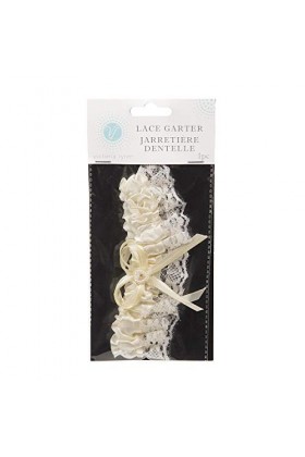 Victoria Lynn Jarretière en Satin et Dentelle avec cœur Crème