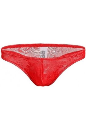 sous-vêtements Sexy pour Hommes, String G, Slip en Dentelle, T-Back, Culotte Transparente,Violet,3XL