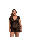 RWRAPS Chemises et déshabillés pour Femmes Femmes Plus Taille Col en V Dentelle Lingerie Sexy Nuisette Vêtements de Nuit avec
