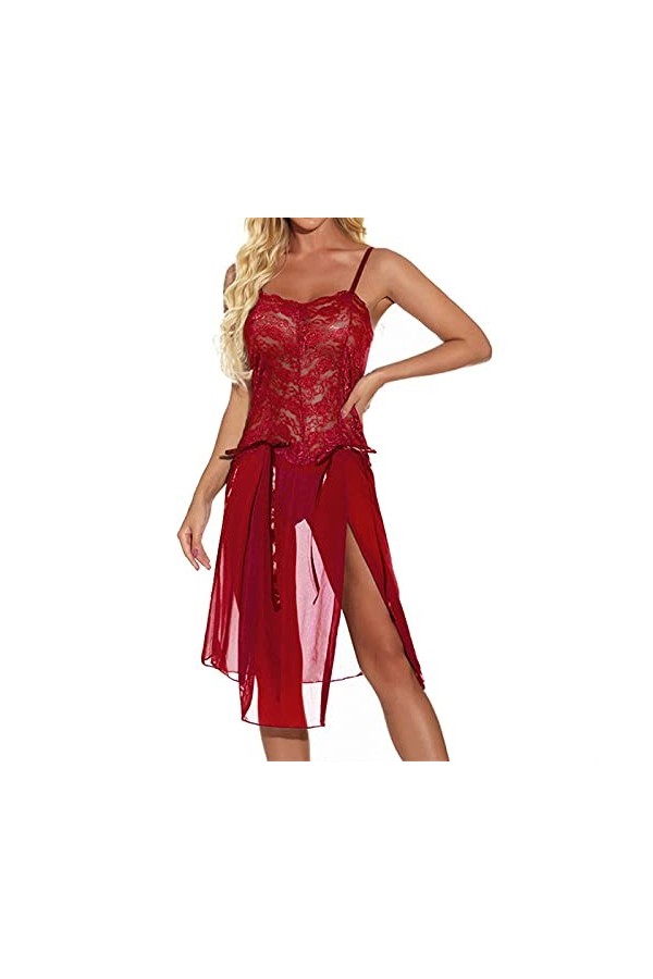 Chemises et déshabillés pour Femmes 2 pièces Bretelles Fines Bretelles Jupe String String Ensemble Lingerie Sexy pour Femmes 