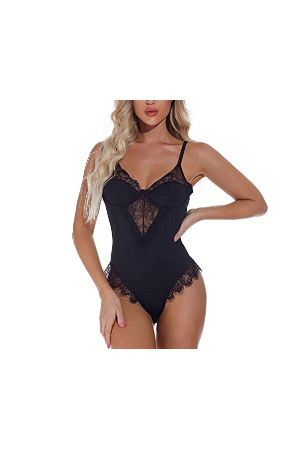 Chemises et déshabillés pour Femmes Sexy en Dentelle léopard Grande Taille sous-vêtements Lingerie Body Pyjama Couleur : Mar