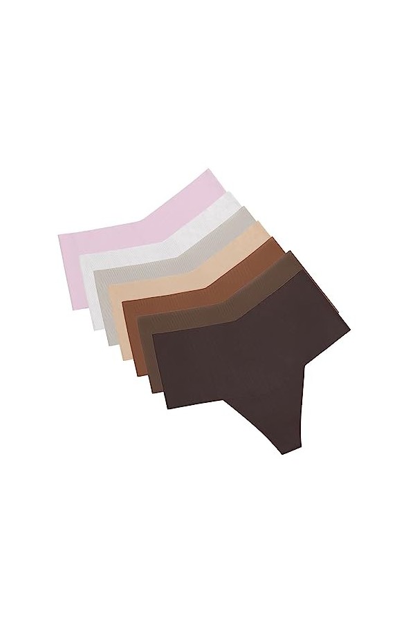 MIOTEQ Strings pour Femmes Respirant Thong sous-vêtements Set No Show Panty Breathable Stretch Thong 7 Pack S-XL,S