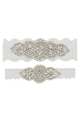 Jarretière en Dentelle avec,Accessoires de Robe de mariée mariée Porte-Jarretelles en Dentelle à Boucle de Jambe cloutée de D