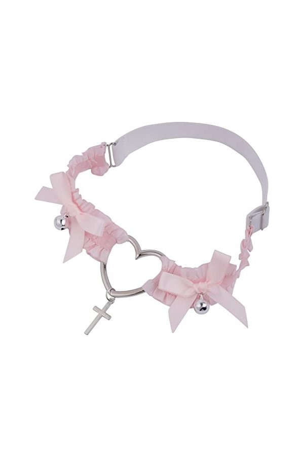 Sexy Dentelle Plissée Élastique Arc Élastique Boucle De Jambe Amour Cross Bow Cloche Jarretière Ceinture Color : Pink, Size 