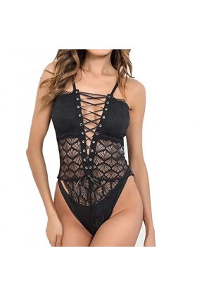 MXXHFC Dames Lingerie Femmes Sexy Dentelle Lingerie Temptation Bandage V-Neck sous-Vêtements Sexy Costumes de Sexe Baby Doll 