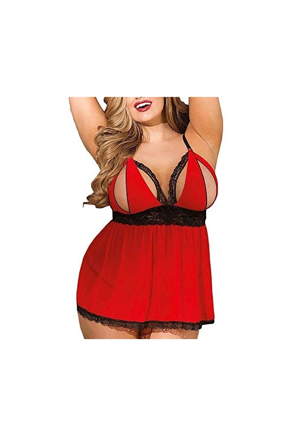 MXXHFC Lingerie pour Femme Sexy Grande Taille Robe Sexy en Dentelle pour Femme vêtements de Nuit Exotiques Costume poupée vêt