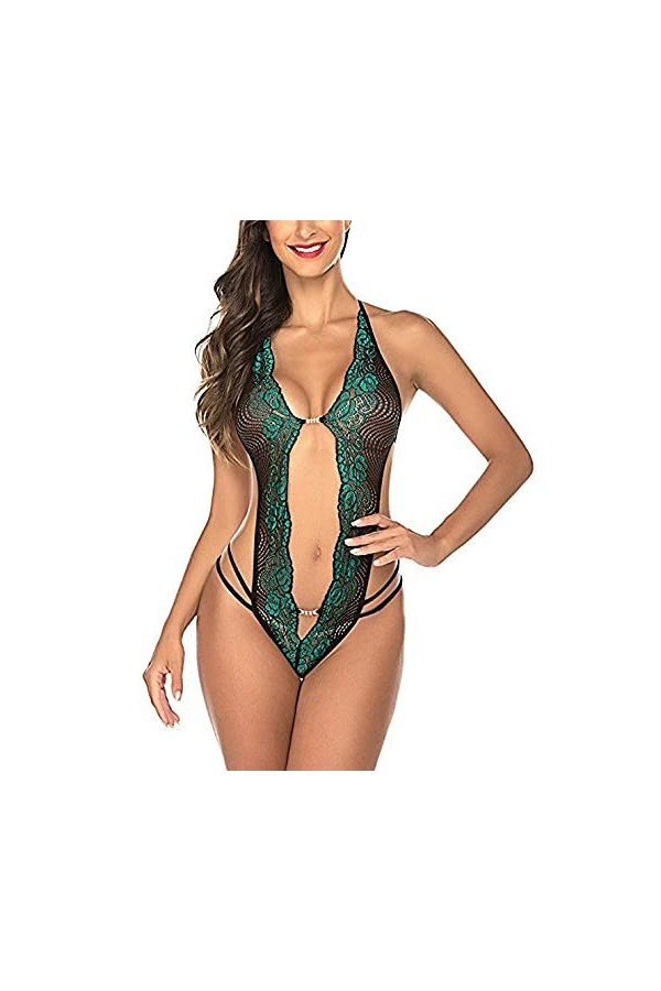 Sous-vêtements sexy à trois points dos nu pour femme Collants en dentelle sexy en V profond Sous-vêtements créatifs Couleur 