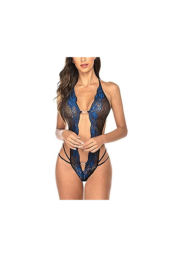 Sous-vêtements sexy à trois points dos nu pour femme Collants en dentelle sexy en V profond Sous-vêtements créatifs Couleur 