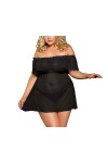 RWRAPS Chemise de Nuit Sexy sans Bretelles à col Une Ligne Noir sous-vêtements créatifs Couleur : Noir, Taille : XXXXX-Large