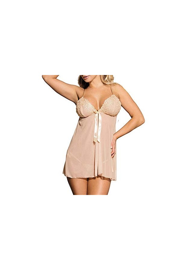 RWRAPS sous-vêtements surdimensionnés, Chemise de Nuit Sexy à Bretelles, vêtements de Nuit Transparents en Maille, sous-vêtem