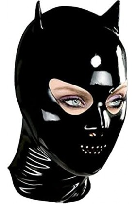 Capuche En Caoutchouc De Masque De Latex Noir Sexy Sexy Avec Petite Gomme Doreille Pour Lusure De Catsuit,XX-Grand