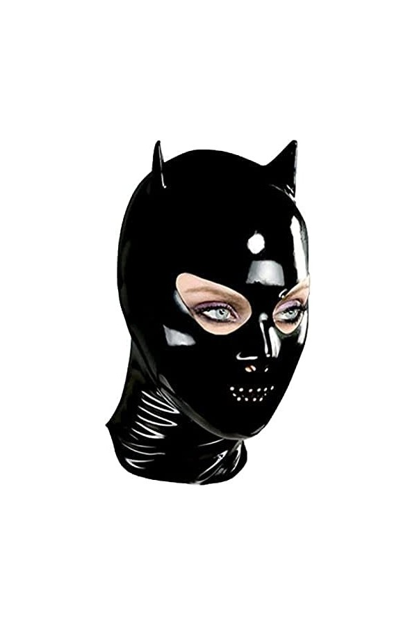 Capuche En Caoutchouc De Masque De Latex Noir Sexy Sexy Avec Petite Gomme Doreille Pour Lusure De Catsuit,XX-Grand