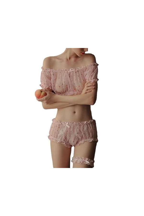 MERNEL Vêtements sexuels Tulle Perspective Tentation Erotic Underwear Petite Poitrine Cos Sexy Home Maid Outfit Femmes Color