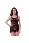 HaoLi Ensemble de Lingerie pour Femmes, Femmes Grande Taille Babydoll Lingerie Sling Chemise de Nuit Pure Dentelle String sou