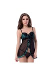 HaoLi Ensemble de Lingerie pour Femmes, Femmes Grande Taille Babydoll Lingerie Sling Chemise de Nuit Pure Dentelle String sou