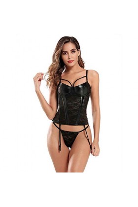 GWSFQ Lingerie Sexy pour Les Femmes Ensemble De Jarretièrelingerie Plus Size Corset Lingerie Dentelle Femmes Sexy sans Manche