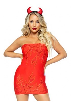 Leg Avenue- Bedazzled Devil Adult Sized Costumes, Women, 86894 00306, Rouge, M-L