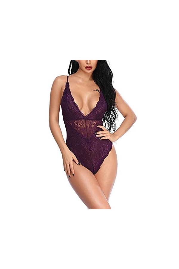 RWRAPS sous-vêtements pour Dames Collants en Dentelle Sexy Coutures en Dentelle Pyjama Une pièce Confortable sous-vêtements c