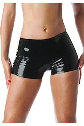 IDOBLO Culottes en Latex pour Femmes Pantalons Courts Sexy Personnalisés 0,4 Mm,Noir,3XL