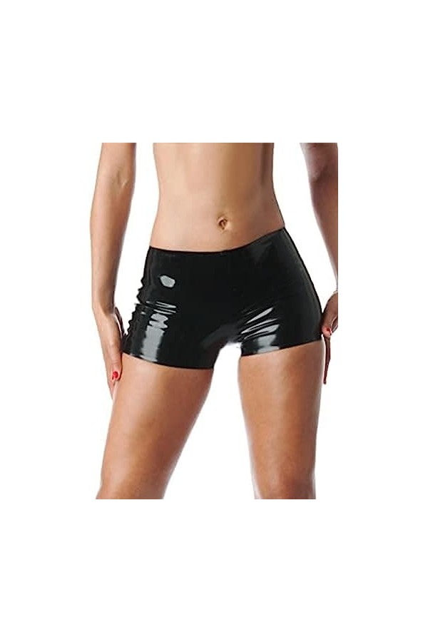 IDOBLO Culottes en Latex pour Femmes Pantalons Courts Sexy Personnalisés 0,4 Mm,Noir,3XL