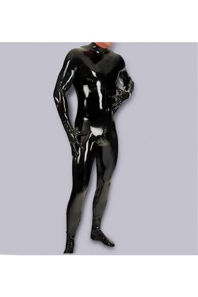 ZUVUYUO Hommes Noir Miroir Corps Sculptant stéréotype Latex Tout Compris serré Ensemble boîte de Nuit Bar équipement de scène