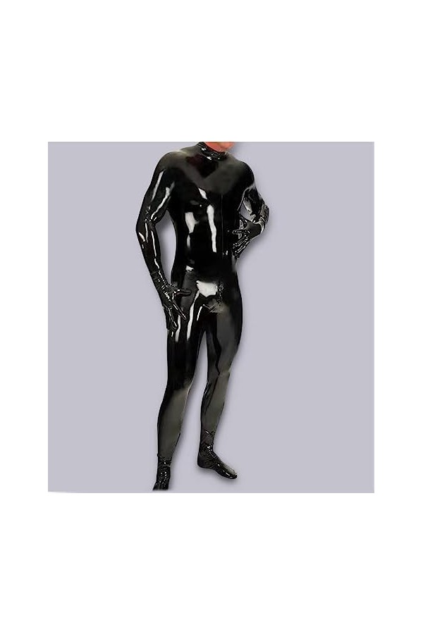 ZUVUYUO Hommes Noir Miroir Corps Sculptant stéréotype Latex Tout Compris serré Ensemble boîte de Nuit Bar équipement de scène