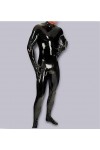 ZUVUYUO Hommes Noir Miroir Corps Sculptant stéréotype Latex Tout Compris serré Ensemble boîte de Nuit Bar équipement de scène