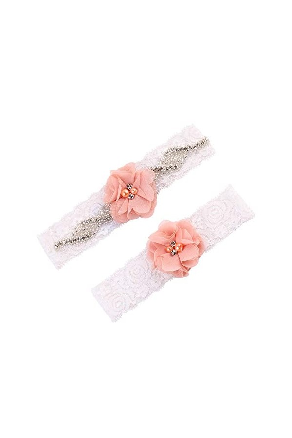 BAtlam Jarretière en Dentelle avec jarretière de décoration de mariée en Dentelle Beige avec Disque en Dentelle, Cadeaux pers