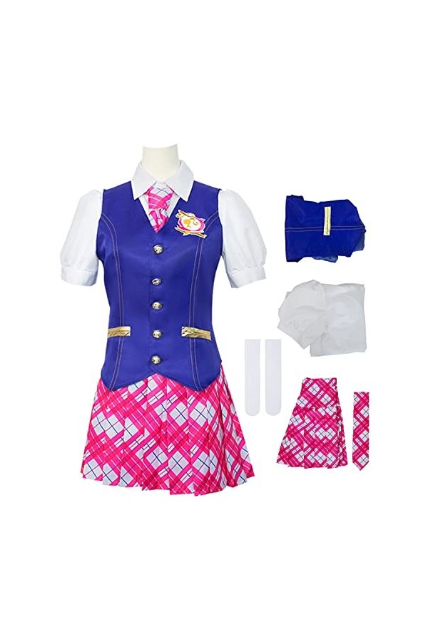 Foanja Delancey Devin Déguisement Femme Cosplay Barbie Princess Charm School Uniforme Complet Gilet Chemise Cravate Jupe et C