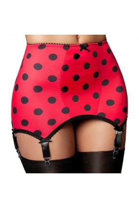 Nylon Dreams NDLBG6 Ceinture coccinelle en rose/blanc ou rouge/noir avec 6 bretelles fond ouvert, rouge/noir, XXL