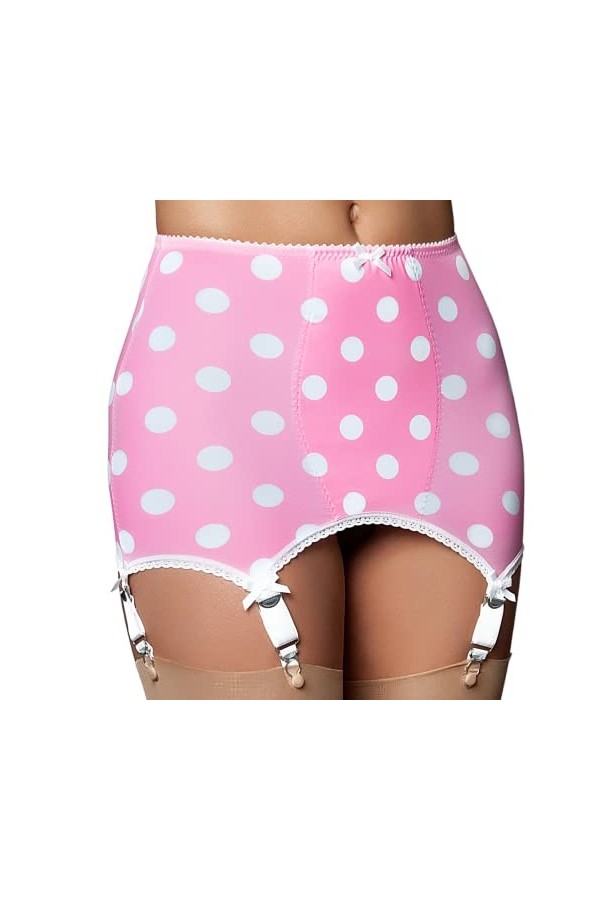 Nylon Dreams NDLBG6 Ceinture coccinelle en rose/blanc ou rouge/noir avec 6 bretelles fond ouvert, rouge/noir, XXL