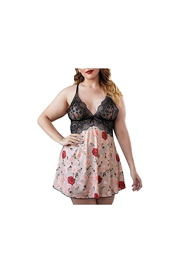 RWRAPS Chemises et négligés pour Femme, Grande Taille, Mini écharpe, Chemise de Nuit Sexy, sous-vêtements, Nuisette en Dentel
